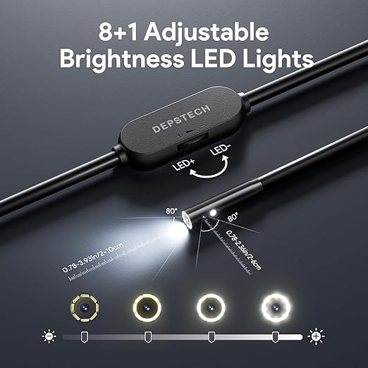 DEPSTECH 2K Endoscope Camera with Light: 2560P QHD Dual Lens Inspection Borescope with 16.5FT Snake Cable for iPhone & Android, Industrial Scope Automotive Tools for Sewer, HVAC, Plumbing, Mechanic
