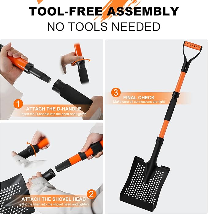 Beach Sand Scoop Shovel 42'' for Metal Detecting, Long-Handle Sand Sifter with Ergonomic D-Grip, Twist-Lock Design & Wide Step for Coin & Treasure Recovery