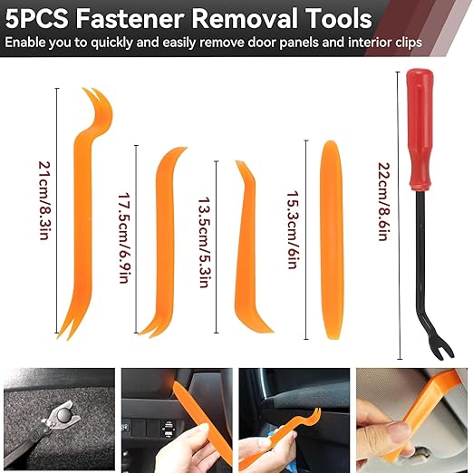 620PCS Auto Retainer Clips Kit with Trim Removal Tools and 3-Layer Organizer Box, 16 Sizes Black Push Type Rivets Fasteners for Car Bumper, Fender, Door Panel and Interior Repair