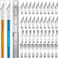 DIYSELF Exacto Knife, 2 Exacto Knives with 40 Spare Exacto Blades, Craft Knife, Hobby Knife, Precision Exacto Knife Set for Crafts, Arts, Modeling, Scrapbooking (#11#16#17), Wood Carving Tools