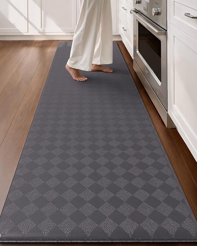 Color&Geometry Anti Fatigue Cushioned Kitchen Floor Mats,24"X94",Long Runner Rug Non Slip Waterproof,Memory Foam Padded Standing Mat for Front Sink,Grey