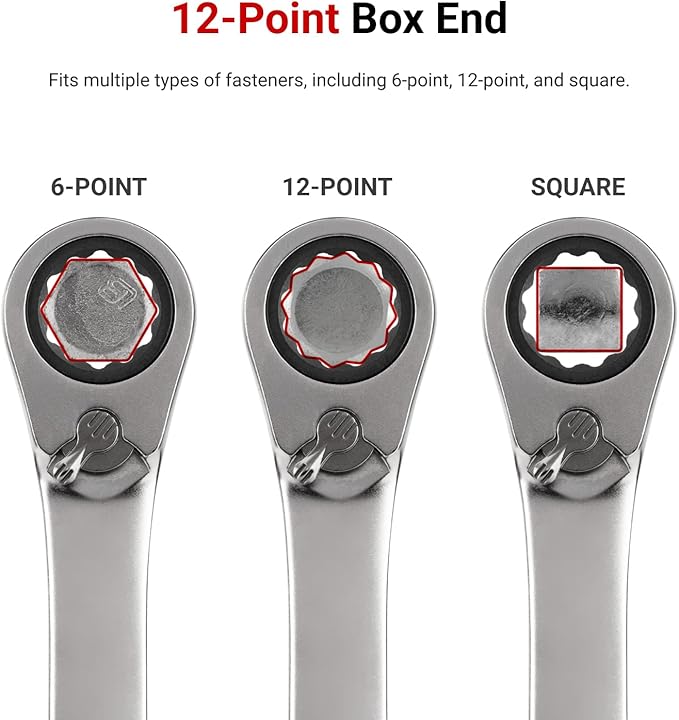 TEKTON Reversible Ratcheting Combination Wrench Set, 14-Piece | WRC94302 | (6 - 19 mm), 12-Point, Satin Chrome Finish, Modular Organizer