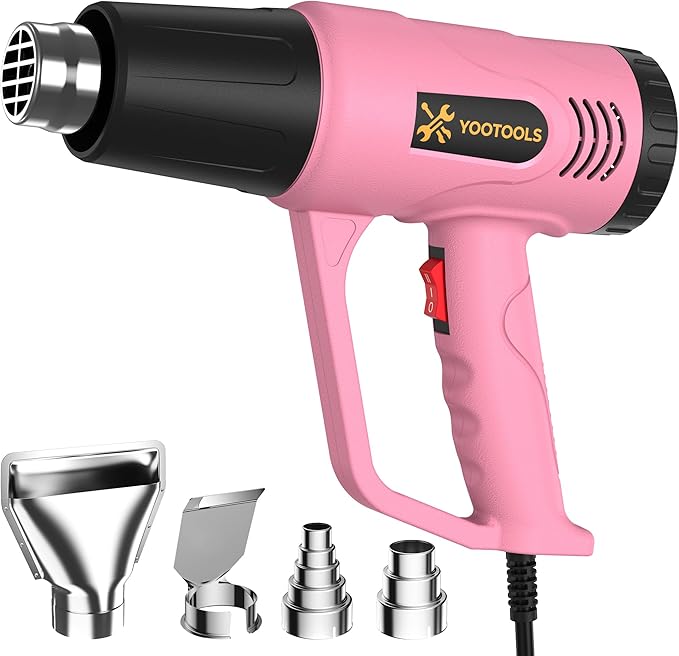 Heat Gun, 2 Temperature Settings 300°C/600°C, 900W-1300W Hot Air Gun with Overload Protection, 5FTExtra Long Cord, Handheld Heat Gun with Heat Shrink Tubing Kit for Packaging Shrinking, DIY Craft