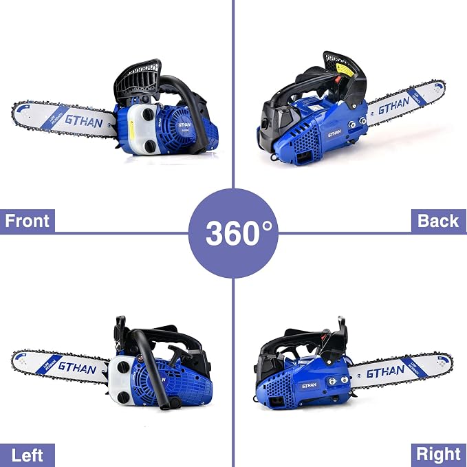Top Handle Chainsaw Gas Powered Chainsaws 12 Inch 25.4cc 2-Cycle Portable Chain Saw for Tree Wood Cutting