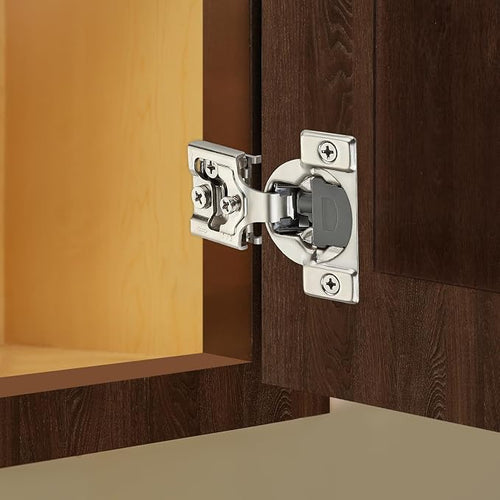 10 Pack (5 Pairs) 1/2" Overlay Soft Close Cabinet Hinges, Satin Nickel Stainless Steel Concealed Hinges with 3D Self-Closing for Face Frame Doors & Kitchens