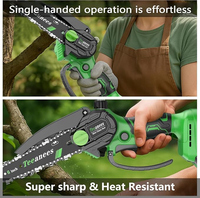 Mini Chainsaw Cordless 6-Inch, 880W Small Battery Powered Chainsaw with Auto Oiler, 2 Batteries & 3 Chains for Tree Trimming & Wood Cutting, Gift for Men Dad Husband.