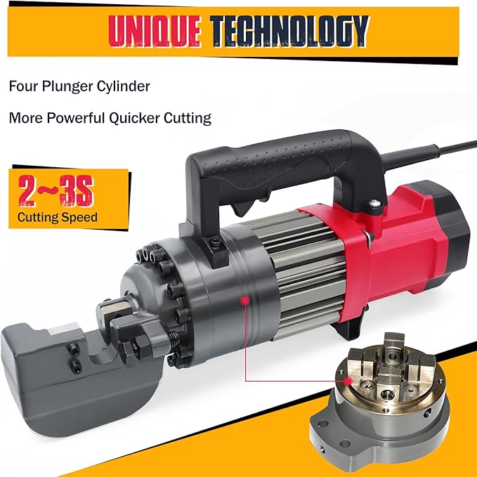 7/8 inch Electric Hydraulic Rebar Cutter 1400W, Portable Rebar Cutter 2-3s Cutting Speed Cuts 4-22mm #7 3/8" 5/8" up to 0.87" Rebar/Steel within 2-3s, RC-22