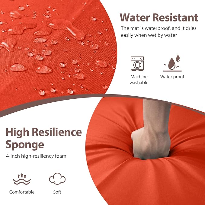 14 Piece Outdoor Furniture Replacement Cushions, Cover+Filling, 25.6" x 25.6" x 4" Foam Waterproof Outdoor Sofa Cushion Sets, Fit Wicker Rattan Sectional Conversation Set, Orange