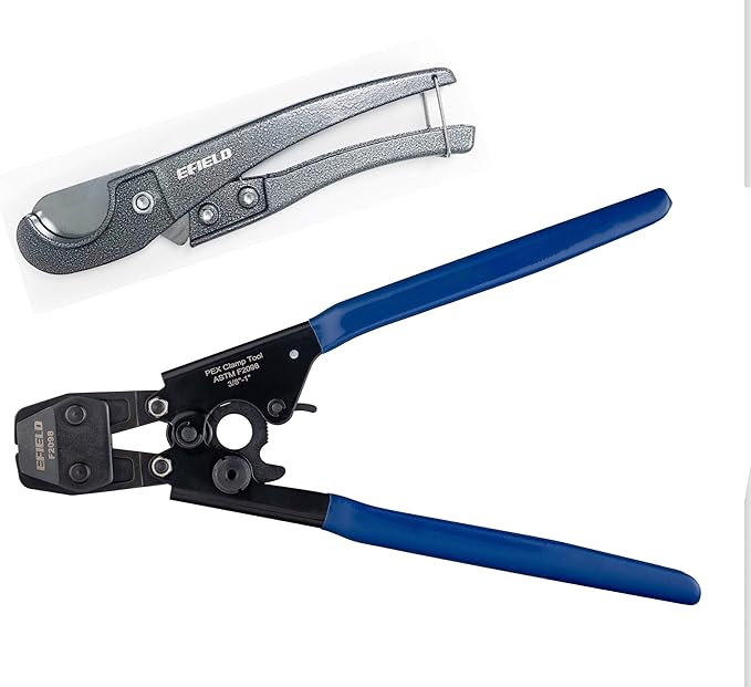 EFIELD Pex Crimp Clamp Cinch Tool for 3/8" with Go/No-Go Gauge - 1"Stainless Steel Clamps meet ASTM F2098 Standard with Metal Pex Pipe Cutter,(TOOL002)