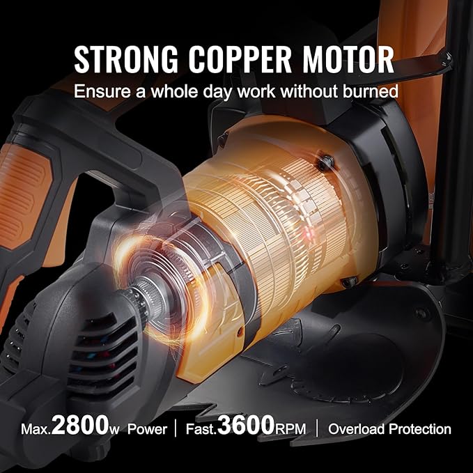 VEVOR Electric Concrete Saw, 16 in, 3200 W Motor Circular Saw Cutter | Max. 6 in Adjustable Cutting Depth, Wet Disk Cutter, Includes Water Line, Pump and Blade, For Stone, Brick