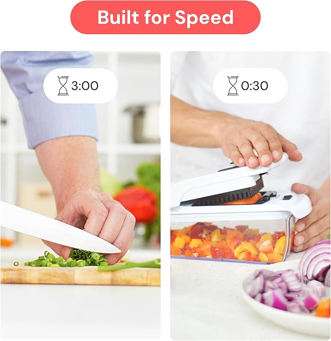 Fullstar The Original Pro Chopper - Vegetable Chopper and Spiralizer, Food Chopper with Container, Fruit Slicer, Kitchen Gadgets & Gifts, Home Essentials (4 in 1, White)