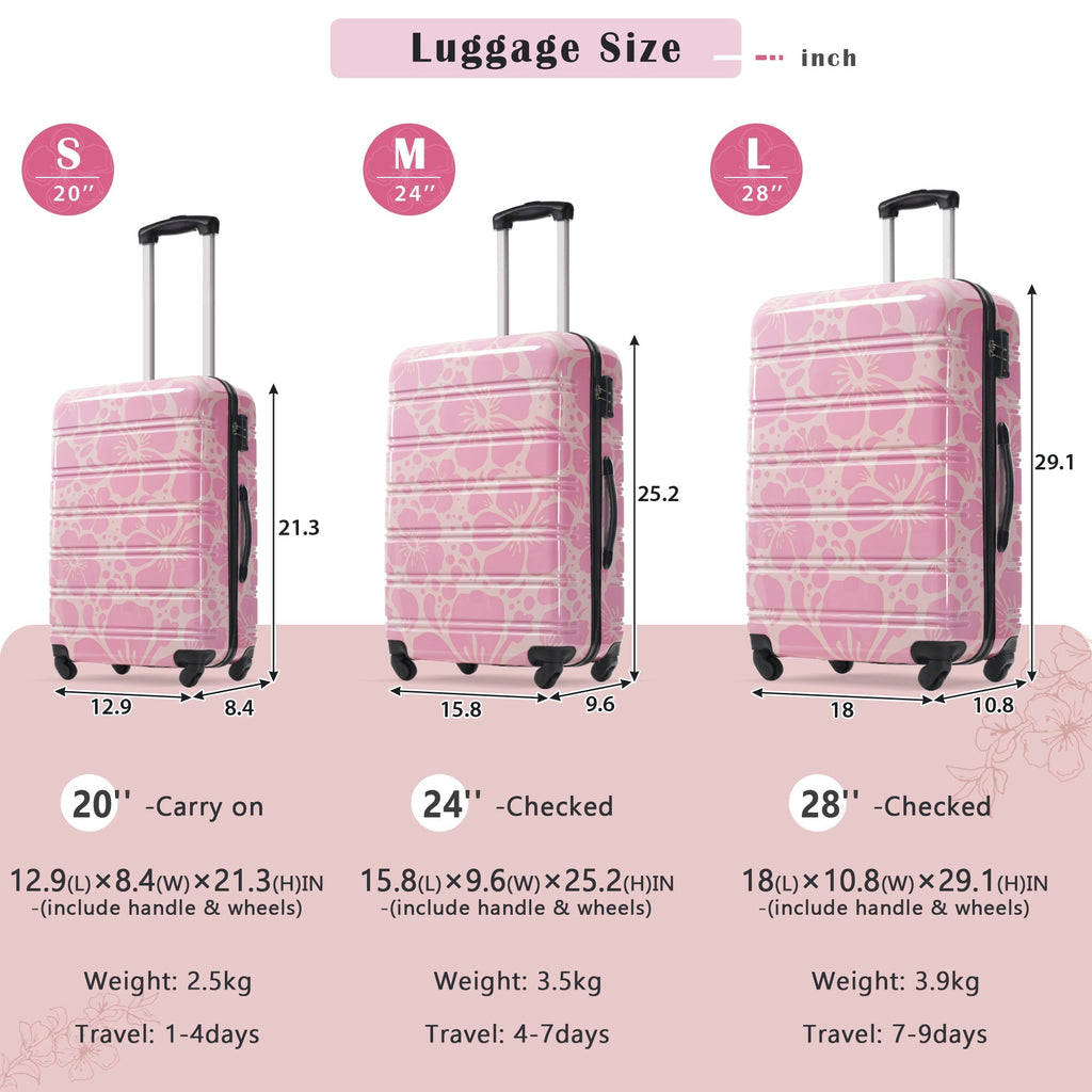 Hardshell Luggage Sets 3-Pcs Spinner Suitcase with TSA Lock