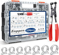 226Pcs 6-34mm Spring Hose Clamps Assortment Kit with Hose Clamp Plier - 24 Sizes Constant Tension Hose Clamps for Fuel Line Silicone Vacuum Hose Low Pressure Air Clamps(Grey)