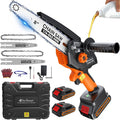 Electric Mini Chainsaw for Pruning Small Trees, Brushless 8 inch & 6 inch Portable Hand Saw with 2 Rechargeable Batteries, 1000W Handheld Chain Saw for Wood Cutting, Gardening Gifts for Mother’s Day