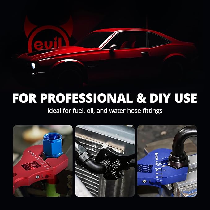 EVIL ENERGY AN Fittings Wrench 3AN-16AN with 4" Magnetic Vise Jaw Pad | Adjustable Aluminum Hose Fitting Wrench, Multi-Groove Clamping Protector, Non-Marring Design for Auto Repair