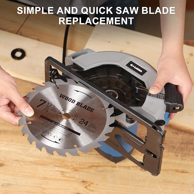11A Corded Circular Saw with Laser Guide, 6000RPM Electric Circular Saw, 7-1/4" Blade, Max Cutting Depth 2-1/2" (90°) and 1-7/8" (45°), Carpentry Tool for Woodworking Plastic Precision Cutting