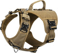 ICEFANG Quick-Moving Tactical Dog Harness X-Large Dogs,No Pull Dog Vest | Control Handle,Reflective,Full Metal Buckles,Adjustable,Hook-and-Loop Panel,Soft Padded,Brown,X-Large