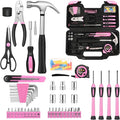 132 Piece Pink Tool Set, Womens Tool Kit for House, All Purpose Tool Kit for Home & Women, Small Home Repair Tool Set with Plastic Storage Toolbox for Garage, Office, College Dormitory, DIY Projects