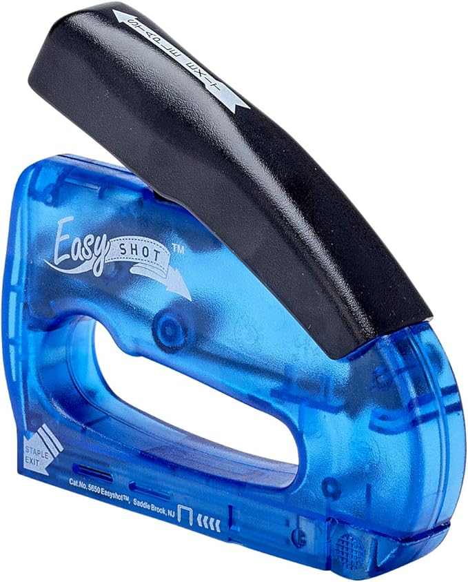 Arrow 5650DTB-6 Easy Shot Staple Gun, Manual Stapler for Decorating and Crafts, Includes Stapling base and 400 JT21 Staples, Blue