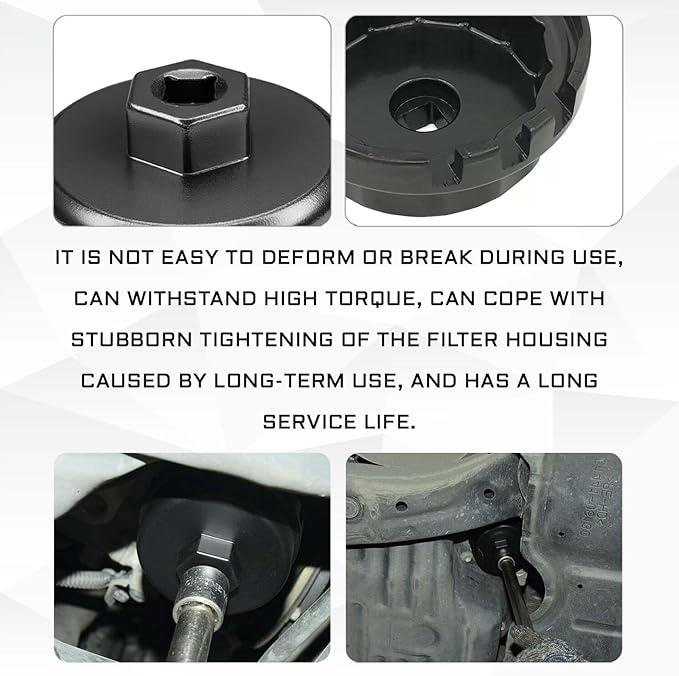 64mm Oil Filter Wrench for Toyota RAV4, 4 Runner, Corolla, Highlander Prius, Lexus, 14 Flutes/6 Slots Oil Filter Cap Wrenches Removal Tool Socket Fits 2.5-5.7L Engine, Car Accessories