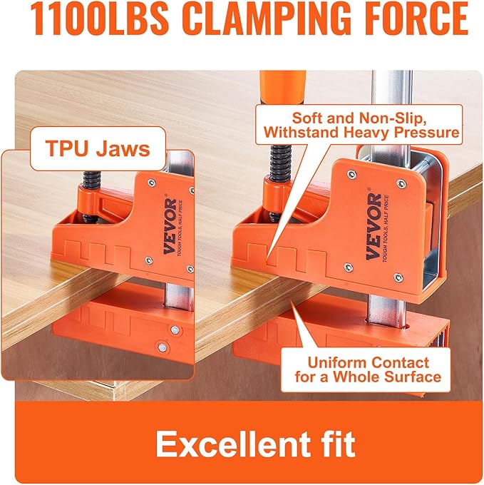 VEVOR Bar Clamps for Woodworking, 2-Pack 50" Parallel Clamp Set, F Clamp with 1100 lbs Load Limit, Even Pressure, High-strength Plastic and Carbon Steel, Wood clamps for Woodworking Metal Working | For Wood or Metal Working, 1100 lbs Load Limit, Large ...