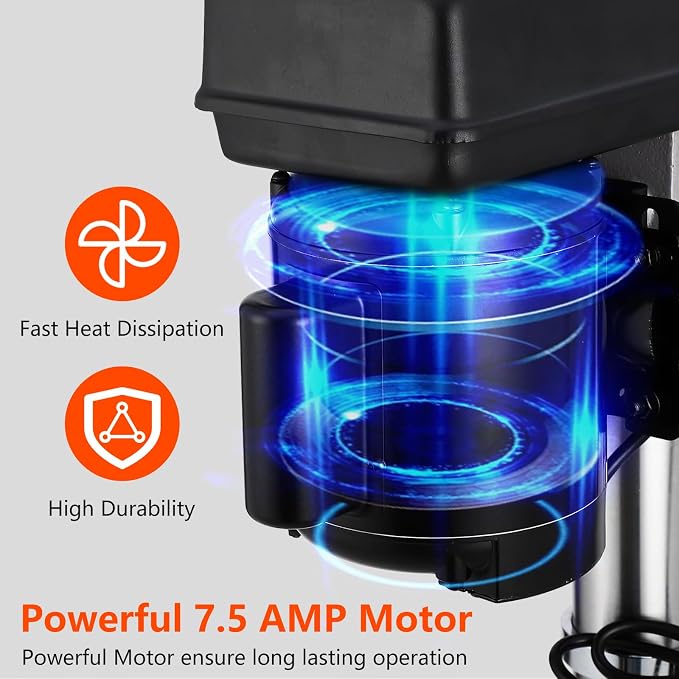 13 in Floor Drill Press, 7.5 Amp 120V, 288-3084 RPM Variable Speed Cast Iron Bench Drill Press, 0-45°Tilting Worktable, Tabletop Drilling Machine for Wood Metal