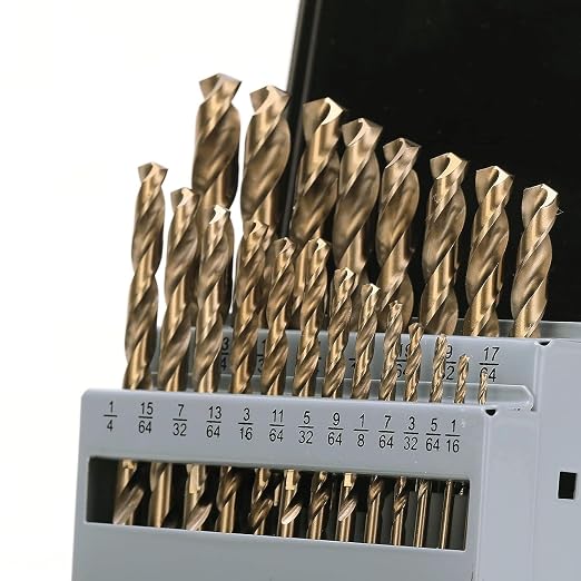 GMTOOLS 21Pcs Cobalt Drill Bits Set, M35 HSS, 135 Degree Tip, Twist Jobber Length Drill Bit for Hardened Metal, Cast Iron, Stainless Steel, Plastic and Wood with Metal Indexed Storage Case 1/16"-3/8"