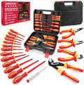 18-Piece Insulated Electrician Tool Set, VDE 1000V Insulated Screwdrivers, Voltage Tester, Long Nose, Diagonal Cutting and Water Pump Pliers for Electrical Work, Home Repair and Maintenance