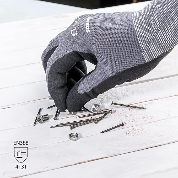 NEOTRIL Safety Work Gloves MicroFoam Nitrile Coated-3/6/12/36 Pairs,Breathable Nylon Working Gloves for Men Women