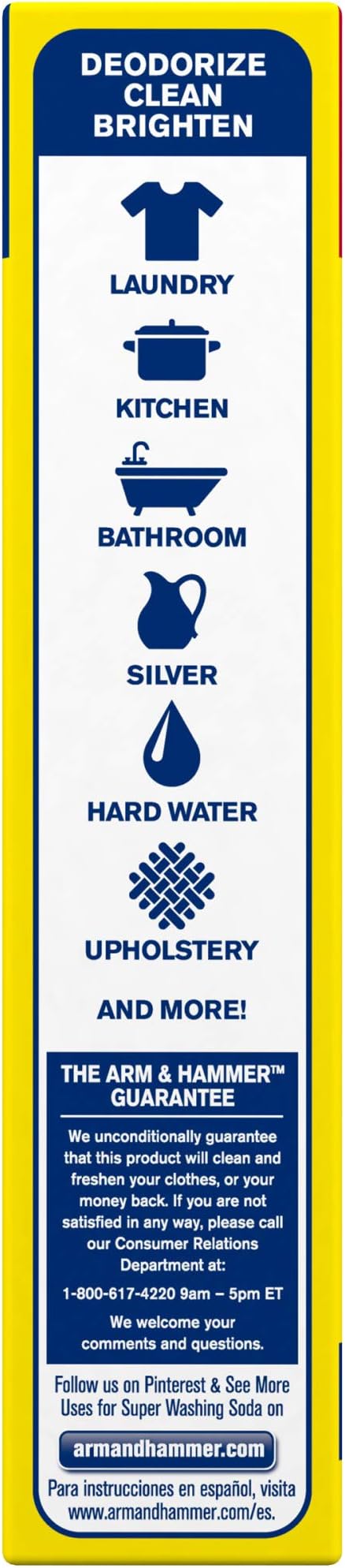 ARM & HAMMER Super Washing Soda Household Cleaner and Laundry Booster, 55 oz (Pack of 2)
