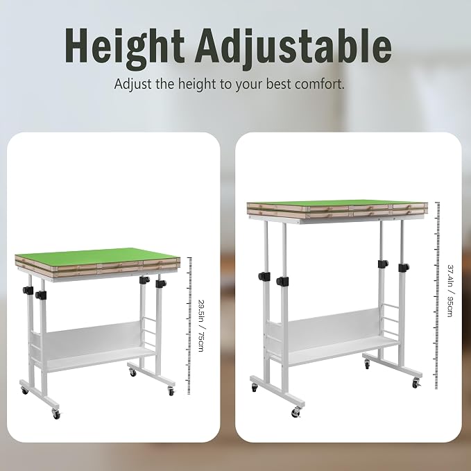 Tektalk 2000 Piece Foldable Puzzle Board with Height Adjustment, Jigsaw Puzzle Table with 2 Felt Cover & 8 Sorting Trays/Drawers, Puzzle Easel with Legs, Enclosed with 4 Roller Wheels (Green)