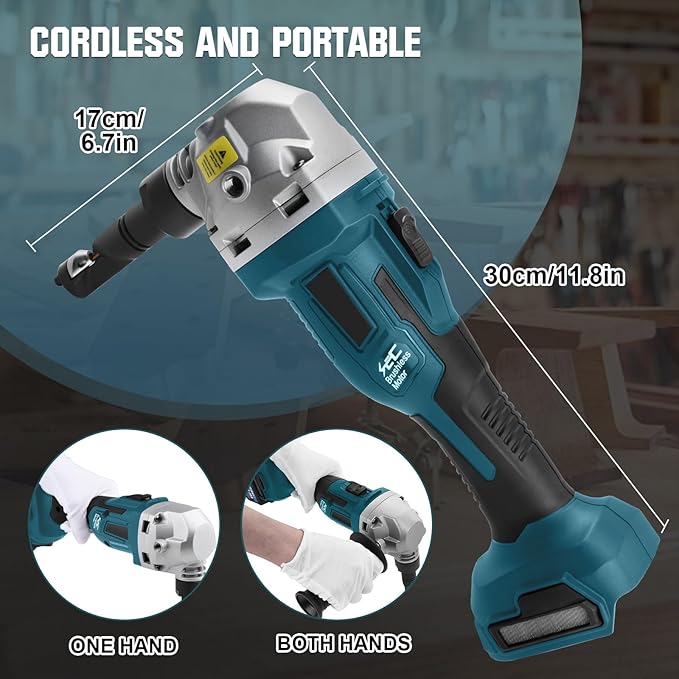 Cordless Metal Nibbler for Makita 18V Battery, 800W Sheet Steel Cutter with 2200RPM Brushless Motor, 360 Degree Rotating Blades for Cutting Stainless Steel, Aluminium, Plastic (Battery not Included)