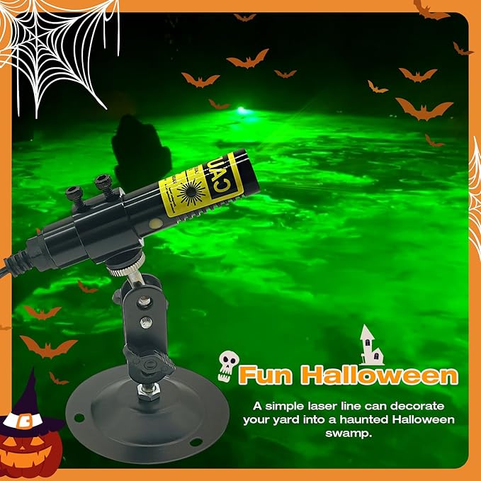RAIN SPIRIT 532nm Green Line Laser Module, Class 2, 360° Rotation & Waterproof, for Woodworking, Factories, Halloween Scary Haunted Houses，Laser Swamp Laser Pond Garden Yard Decoration