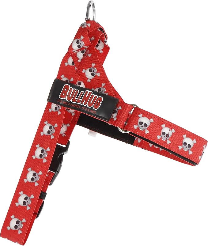 Adjustable Dog Harness– No Pull, No Choke – for English Bulldogs, French Bulldogs, Pugs & Broad-Chested Breeds – Easy, Safe Walks (Skull, Medium)