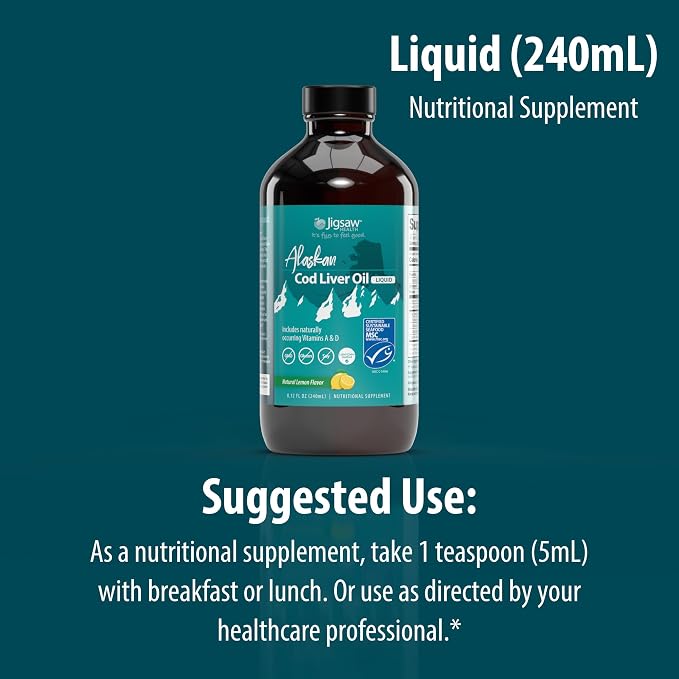 Jigsaw Health Alaskan Cod Liver Oil Liquid, 48 Servings
