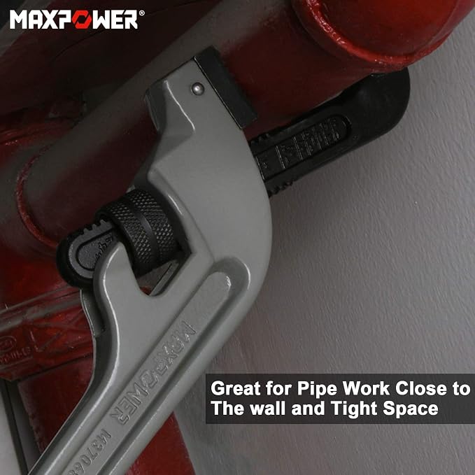 MAXPOWER 24-inch Offset Pipe Wrench, Cr-Mo Jaw, 2.76” Opening | Aluminum Plumbing Wrench, Heavy Duty Offset Pipe Wrench for Tight Spots