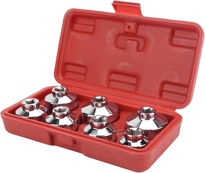 Brilluxa Oil Filter Wrench, 7Pcs Socket Cap Removal Tool Set 24 27 29 30 32 36 38mm for Automotive Paper Cartridge Housings