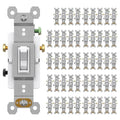 AIDA 3 Way Toggle Light Switch, 15 Amp, 120 Volt, Toggle Framed AC Quiet Switch, in Wall On/Off Switch Replacement, Self-Grounding, Residential and Commercial Grade, UL,Glossy White