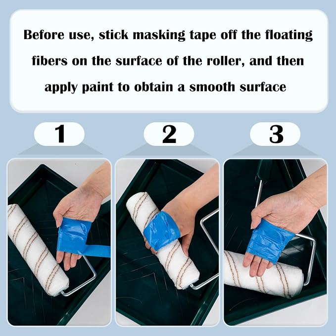 Mister Rui 9 Inch Paint Roller Covers, 5 Pack Most Popular for Home Renovation, 3/8 Inch High-Density Microfiber, Washable