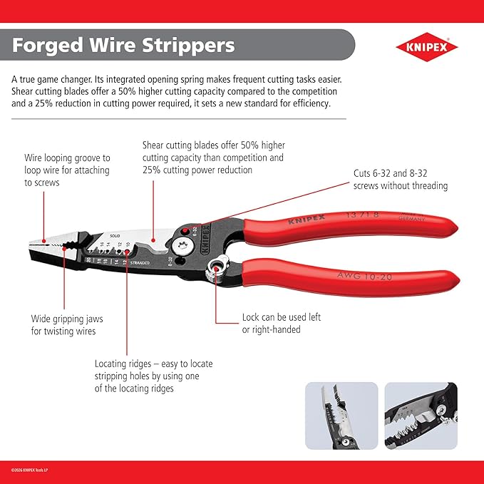 KNIPEX Tools 13 72 8 Forged Wire Stripper,8-Inch,(Pack of 2)