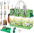 22Pcs Garden Tools Set for Women,Heavy Duty Hand Tool Kit,Gifts for Mothers Day Mom Beginner Gardening Essentials with Large Tote Bag/Repotting Mat/Trowel/Rake/Pruner/Gloves/Plant Tags-Green