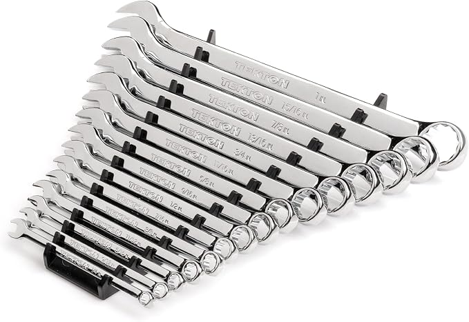 TEKTON Combination Wrench Set, 15-Piece | WCB92106 | 1/4 - 1 in., Rack