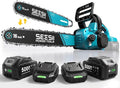 SEESII 40V 16 Inch & 12 Inch Cordless Electric Chainsaw 2×5.0Ah Batteries | 1600W Brushless Chain saw with Tool-Free Chain Tension, Auto Oiling for Tree Trimming, Firewood, Storm Cleanup,42ft/s