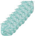 Lunarable Aquamarine Chair Seating Cushion Set of 8, Retro Design Continuous Pattern of Abstract Flowers, Anti-Slip Seat Padding for Kitchen & Patio, 16"x16", Turquoise Pale Seafoam