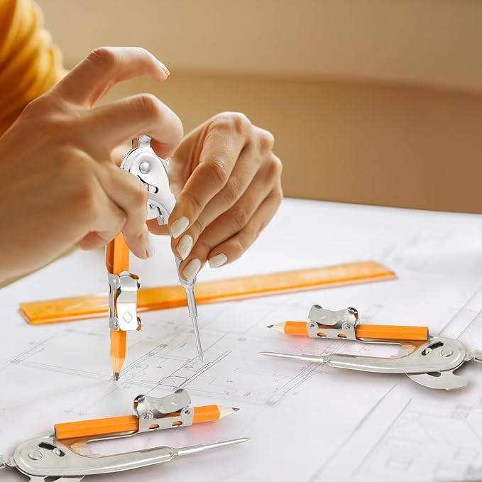 20 Pieces Compass for Geometry Metal Compass Tool Math Compass Bulk Drawing Compass Silver Geometry Compass with Pencil for Student School Classroom Office Woodworking Art Drawing