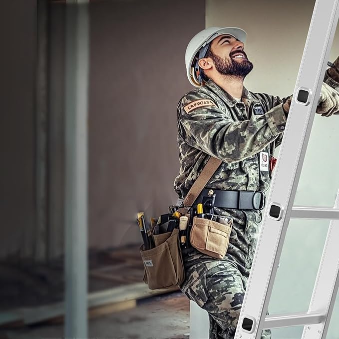 VEVOR Multi-Purpose Folding Ladder, 7-in-1 Tall Extension Step Ladder, A Frame 5 Step Telescoping Ladder, 19ft Reach Height Heavy Duty Adjustable Ladder, 330 lbs Capacity for Home Outdoor Metal