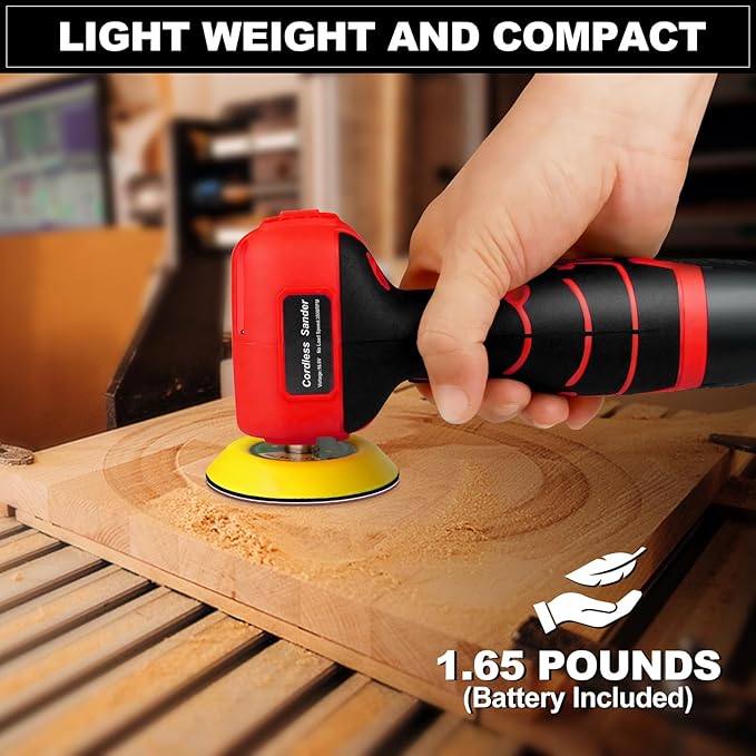 16.8V Cordless Electric Sander with 36PCS Sandpapers, 3500 RPM, 2Pcs 3.0Ah Batteries, Lightweight & Compact Design for Wood, Metal, Paint Removal, and DIY Projects