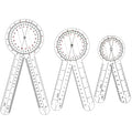 Goniometer Set 3 Pieces of 6/8/12 Inch, Transparent Orthopedic Angle Ruler Plastic Goniometer, 360 Degree Clear Protractor Physical Therapy for Body Measuring Tape Goniometer Protractor Ruler