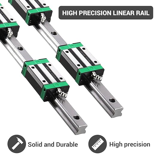 Linear Guide Rail 2PCS HGR20 600mm Linear Slide Rail 4PCS HGH20CA Carriage with Wrench, Plastic Dust Cap, Head Screw Slider Block CNC Kit for DIY CNC Routers Lathes Mills 3D Printer