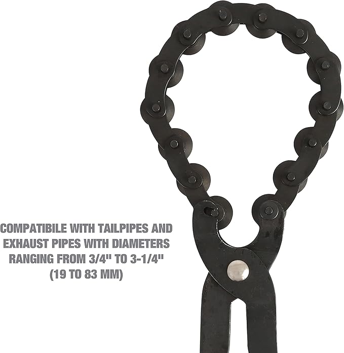 OEMTOOLS 27045 Exhaust Cutter, Cuts 3/4" to 3-1/4" Pipe, Durable Chain Cutter Tool, Easy One-Handed Rotation, Compact Pipe Cutter Chain for Tight Spaces